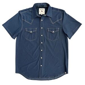 Rowel Classic Tech Denim Short Sleeve Performance Western Shirt Size Large